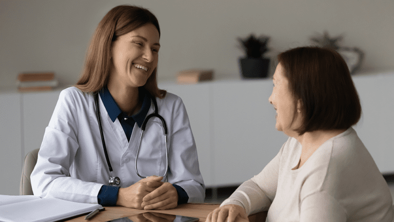 Practitioner explaining the difference between a holistic doctor, functional medicine, and naturopathic medicine to a patient during a consultation.