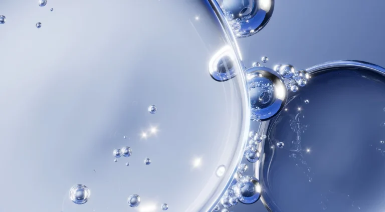 Abstract molecular bubbles representing GLOW peptide therapy and cellular health